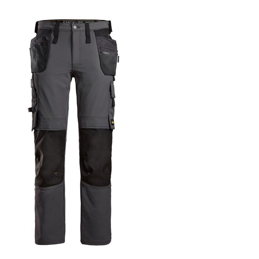 Snickers 6271 5804 054 AllroundWork Full Stretch Trousers Holster Pockets Steel Grey Gold
