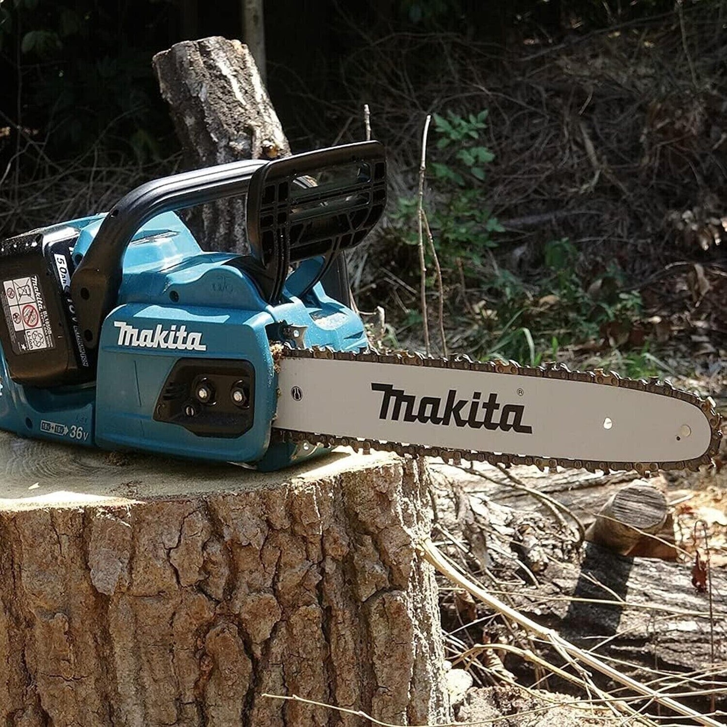 Makita DUC355PT2 Chainsaw 18v Twin battery 36V 14" 350mm Brushless body Gold