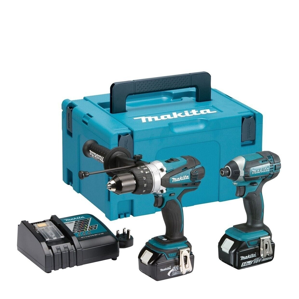 Makita DLX2145TJ 18V Twinpack Combi Drill Impact Driver Kit Cordless Silver