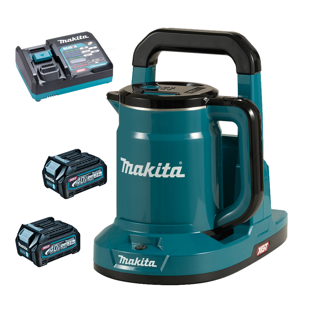 Makita KT001GD201 40v Kettle Max XGT 2x2 5Ah and charger Gold