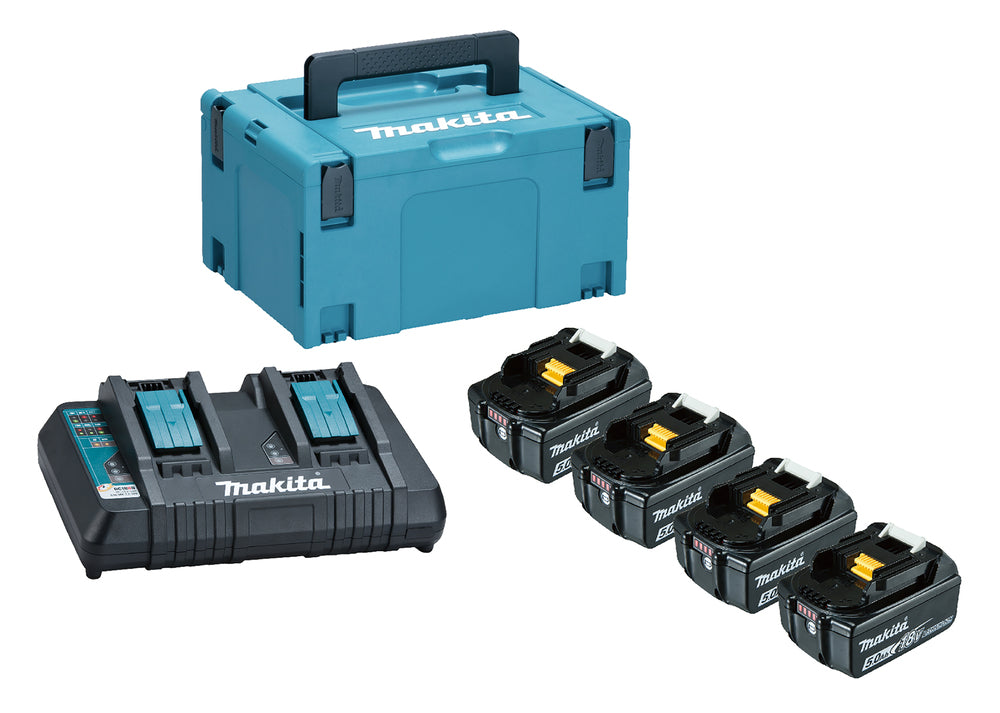 Makita 197627-6 Power Source Kit 18v LXT 4 x BL1850 5.0Ah Batteries and DC18RD fast double charger  Gold (Copy)