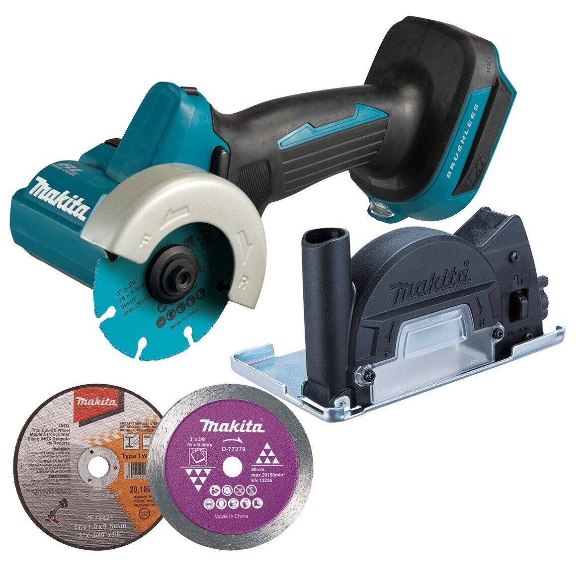 Makita grinder compact disc cutter 18v DMC300Z body only 3 discs included Silver