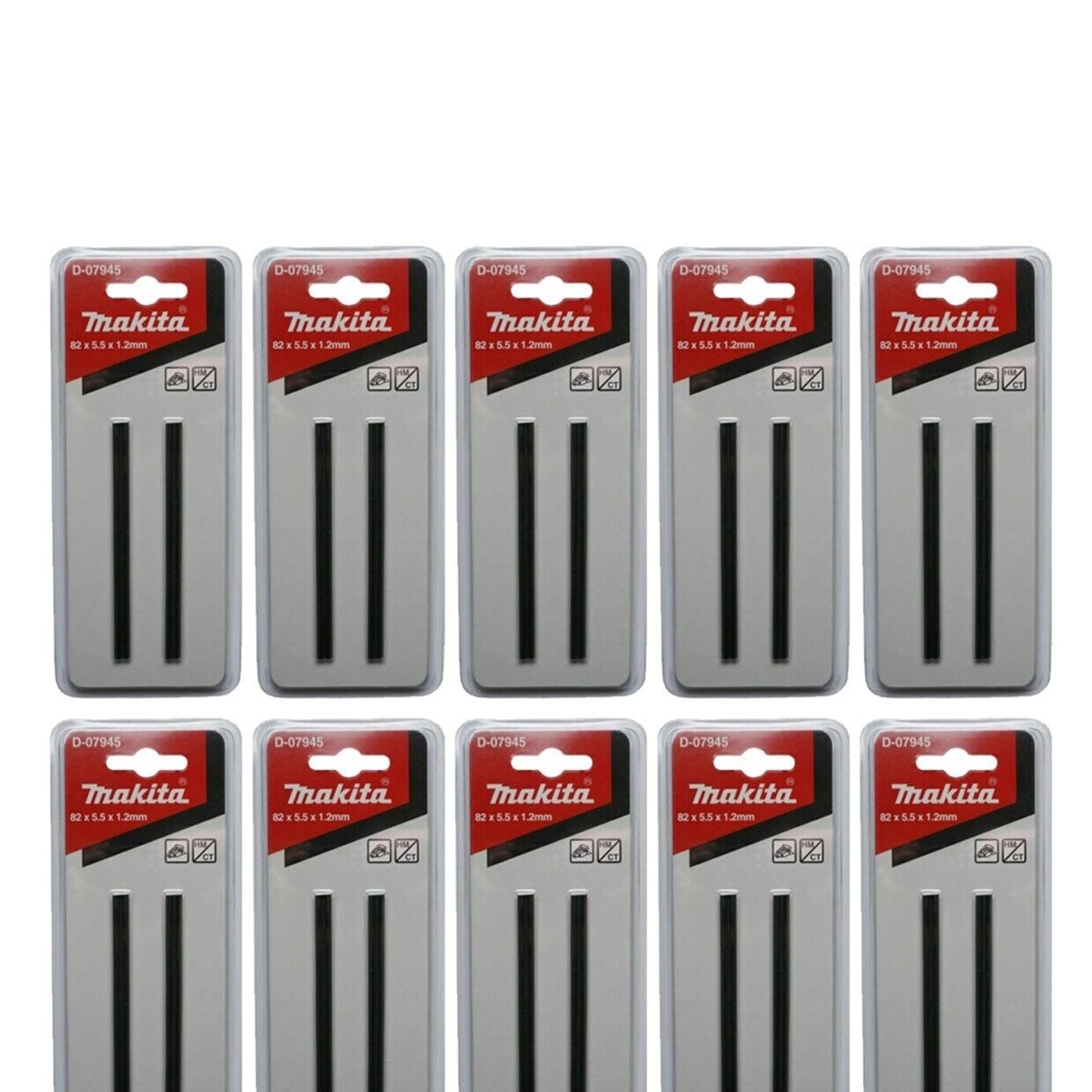 Makita Planer Blades D-07945 82mm Reversible TCT Twin Pack x 10  Silver