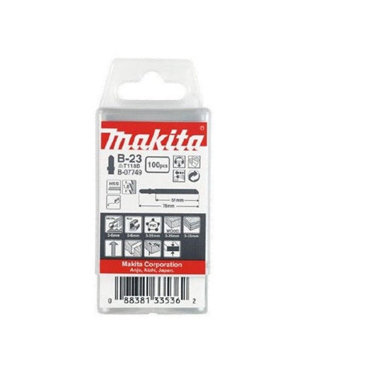 Makita B23 B-07749 T118B Jigsaw Blades Wood Metal 50mm T Shank Basic Cut 14TPI - 100 PK