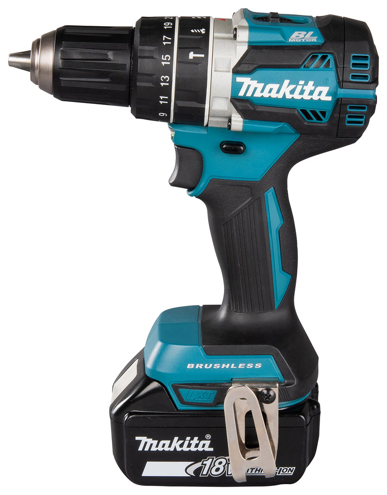 Makita DHP484RTJ 18v LXT Brushless Combi Drill 2x 5.0ah Batts (Silver)