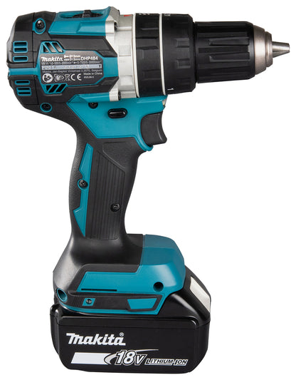 Makita DHP484RTJ 18v LXT Brushless Combi Drill 2x 5.0ah Batts (Silver)
