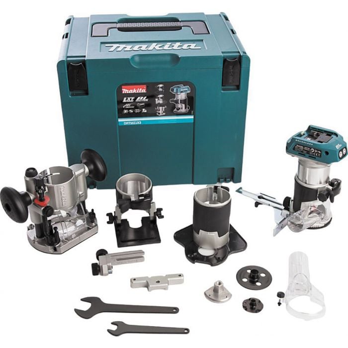 Makita DRT50RTJX3 18v Router trimmer with bases and  CASE Gold